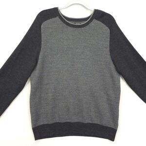 APT.9 Sweater Men XL Gray Crew Neck Colorblock Merino‎ Wool Blend Pullover Knit